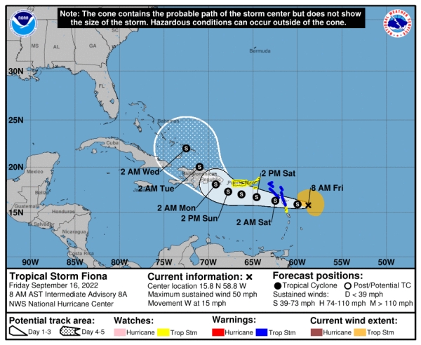 ONAMET  emite alerta  por   tormenta tropical   Fiona